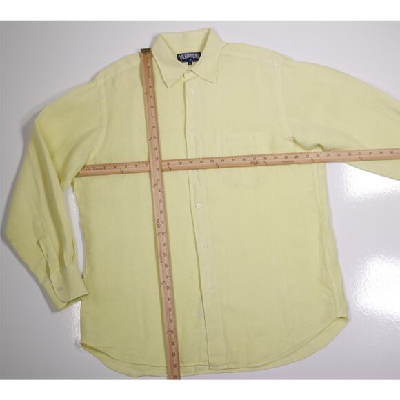 Vilebrequin Neon Yellow Button Up 100% Linen Shirt Medium - Picture 4 of 7